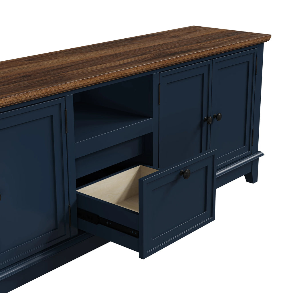 Navy Blue 72-Inch TV Stand with Adjustable Shelves L158