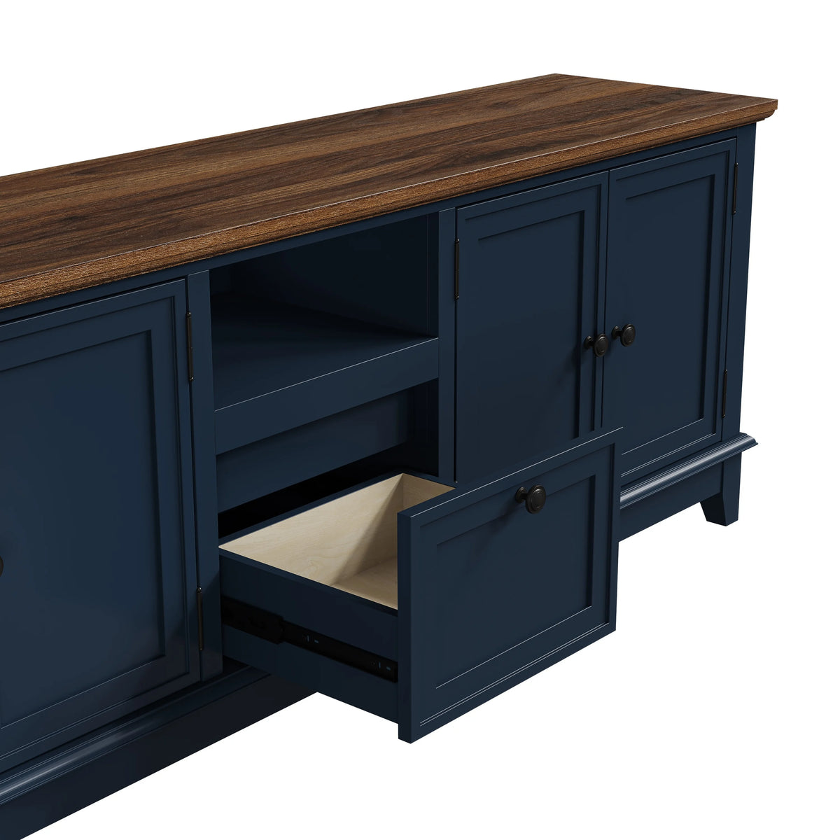 Navy Blue 72-Inch TV Stand with Adjustable Shelves L158