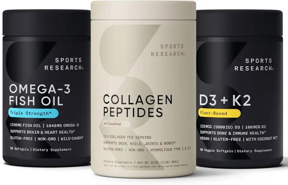 Unflavored Collagen Peptides, Omega 3 Fish Oil and Vitamin D3 + K2 T94521