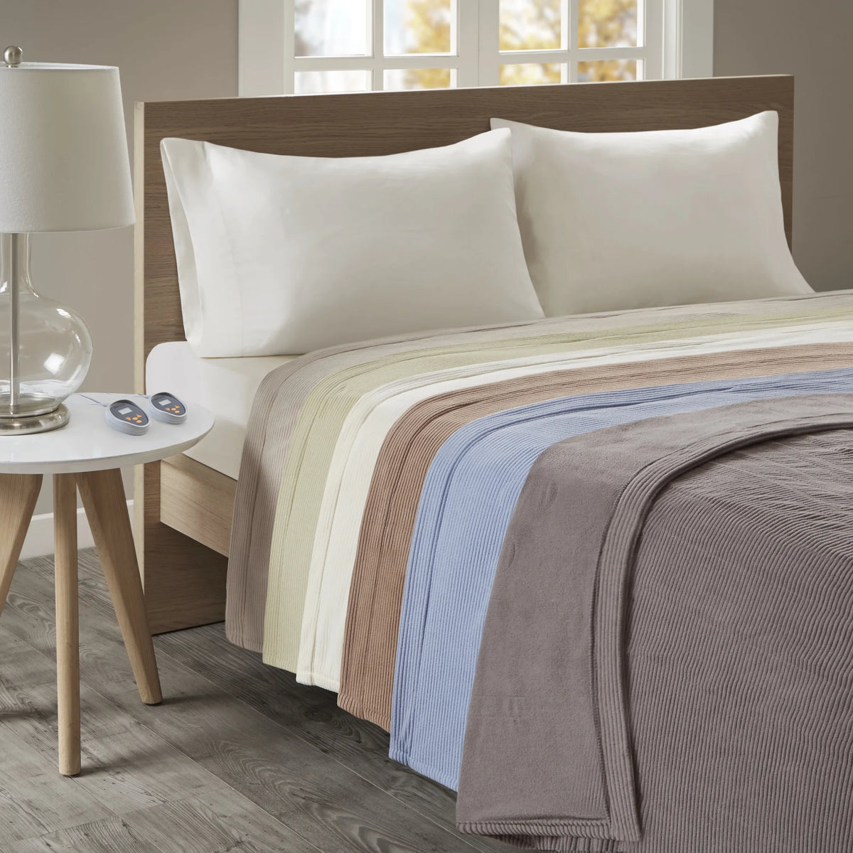 Queen Grey Microfleece Electric Heated Blanket I617