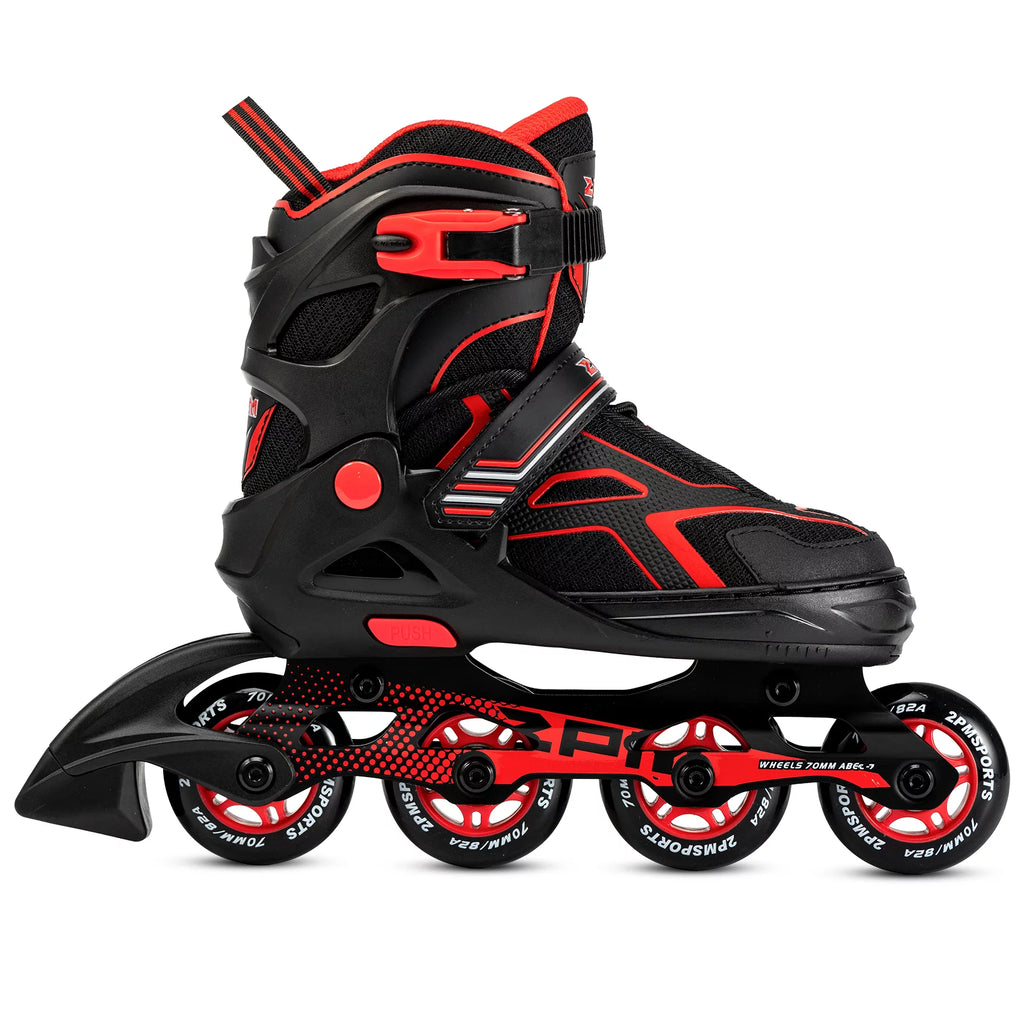 Red Black Adjustable Inline Skates E2214