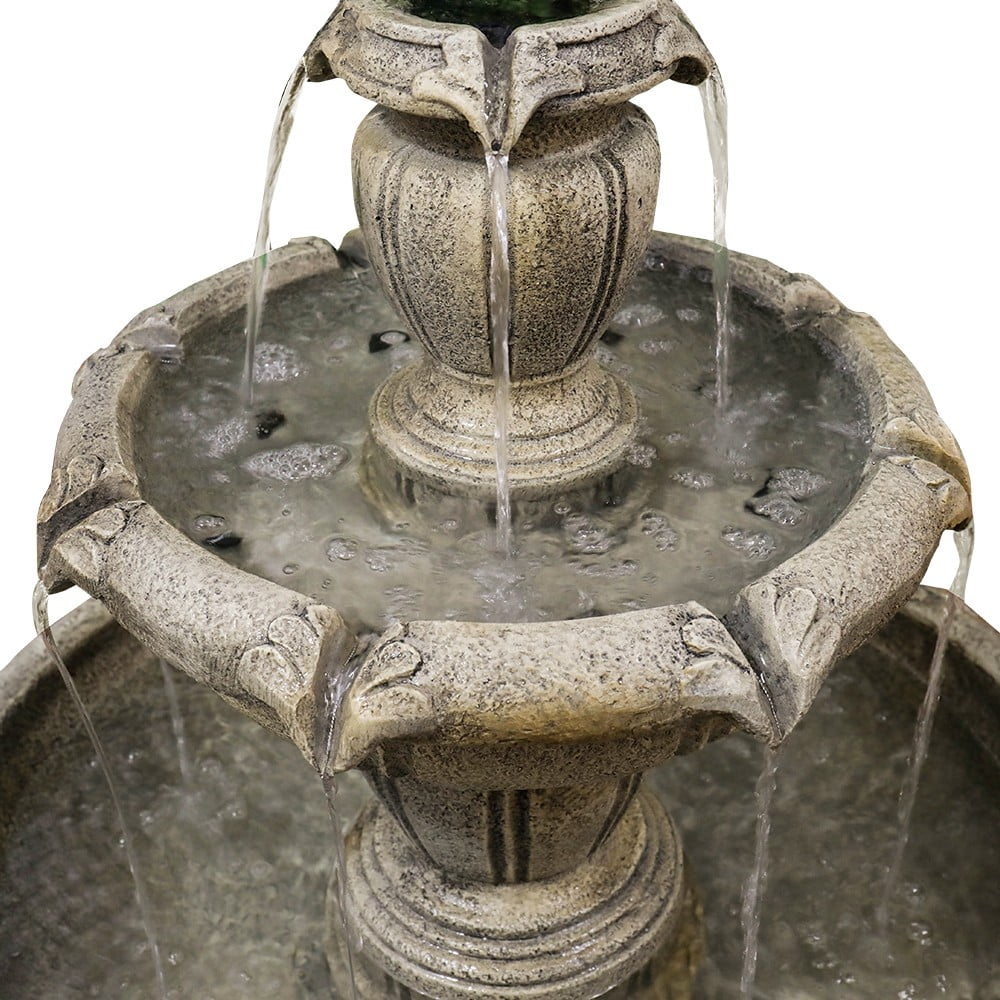 48-Inch Tall 3-Tiered Concrete Fountain J25869