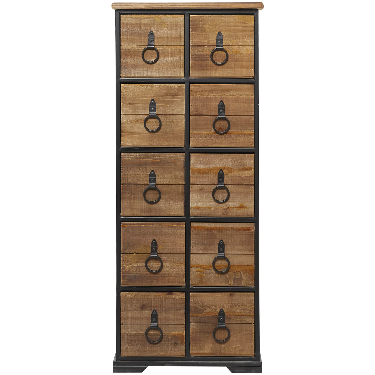 Rustic Wood Chest with Black Handles Y163381