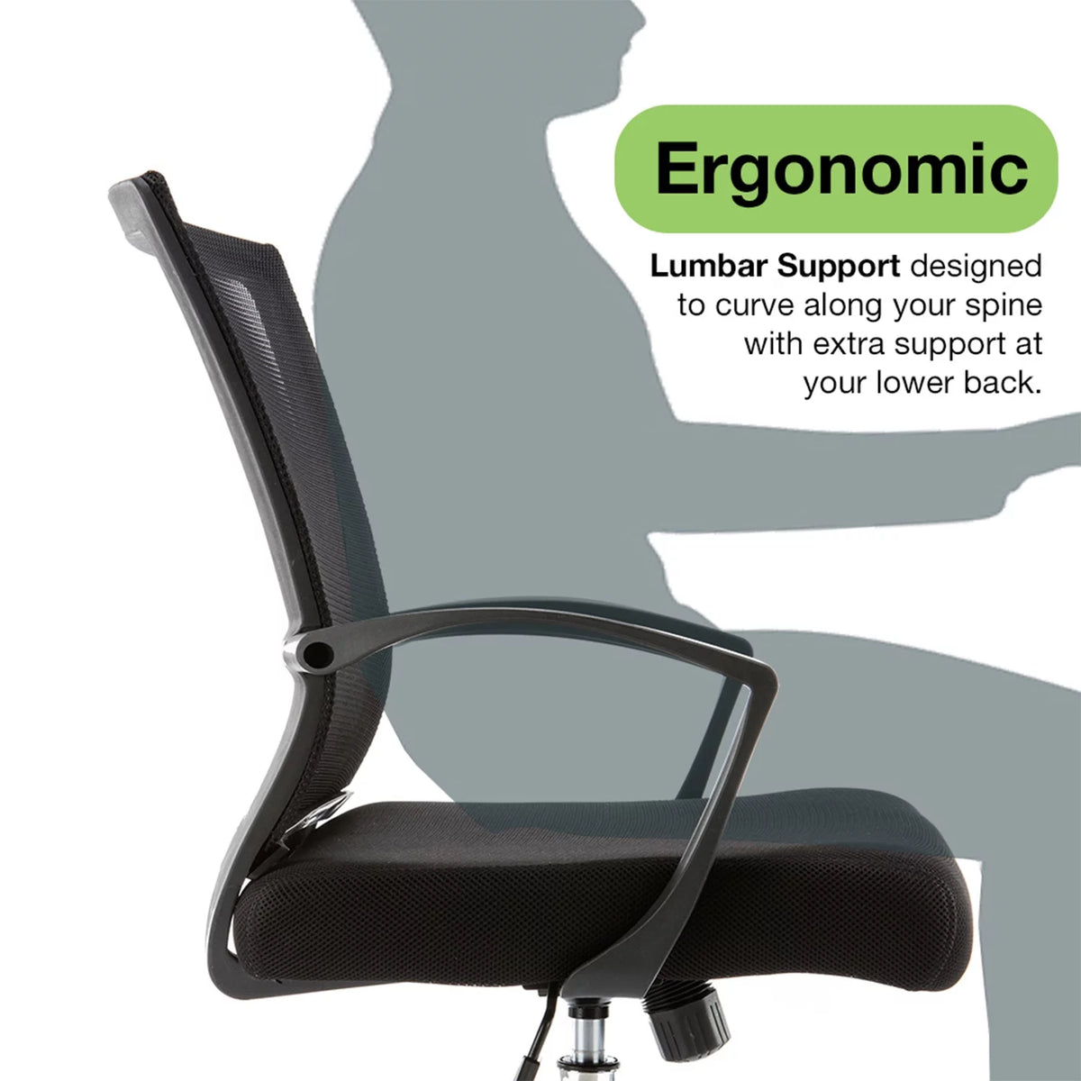 Black & Aqua Ergonomic Mesh Mid Back Office Chair E90750