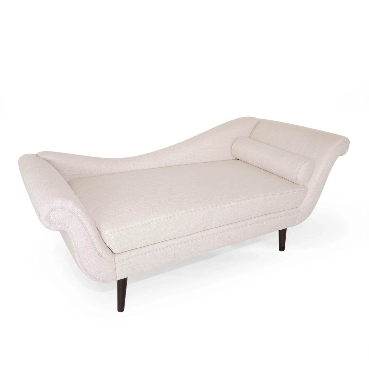 Beige Fabric Chaise Lounge With Bolster Pillow Y42084