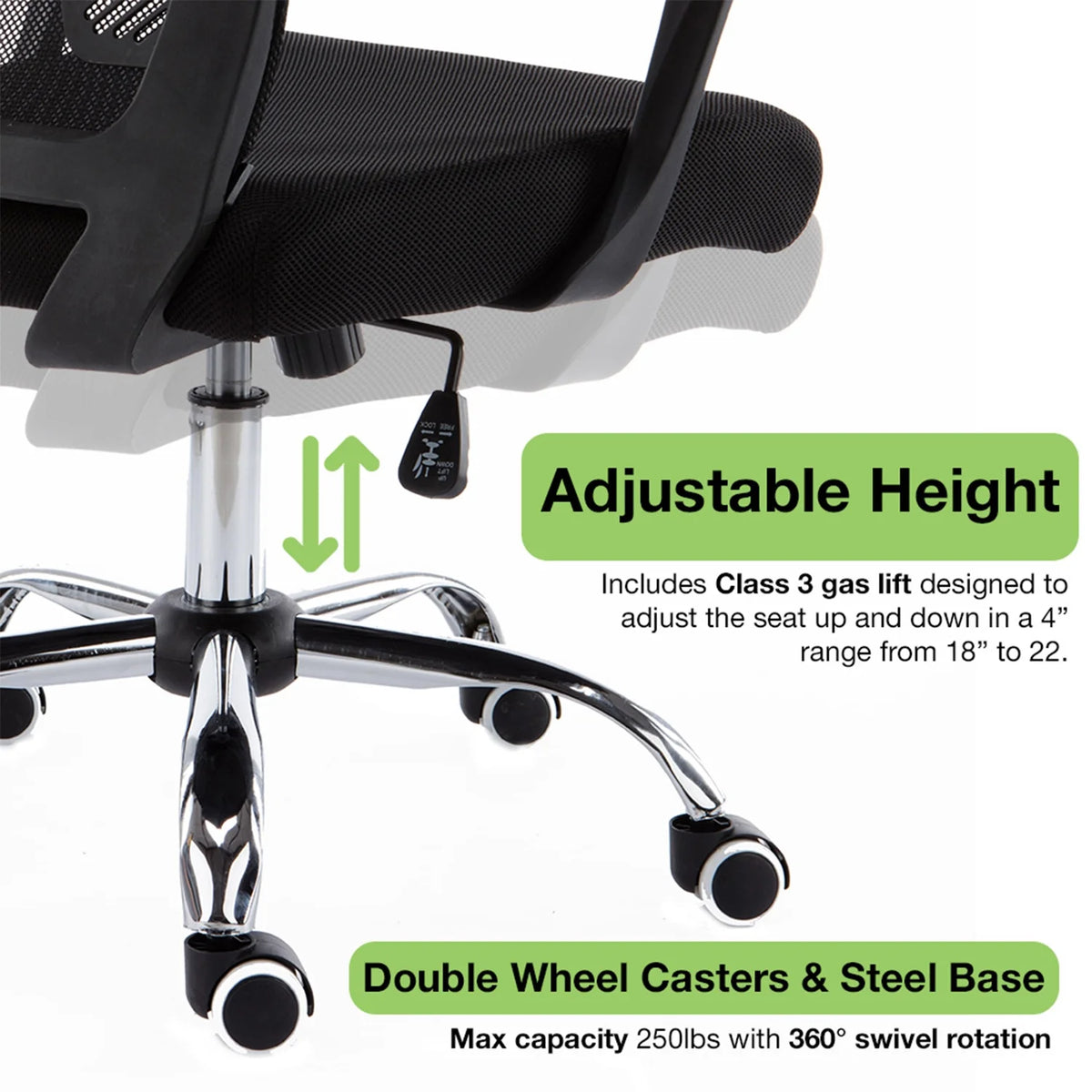Black & Aqua Ergonomic Mesh Mid Back Office Chair E90750