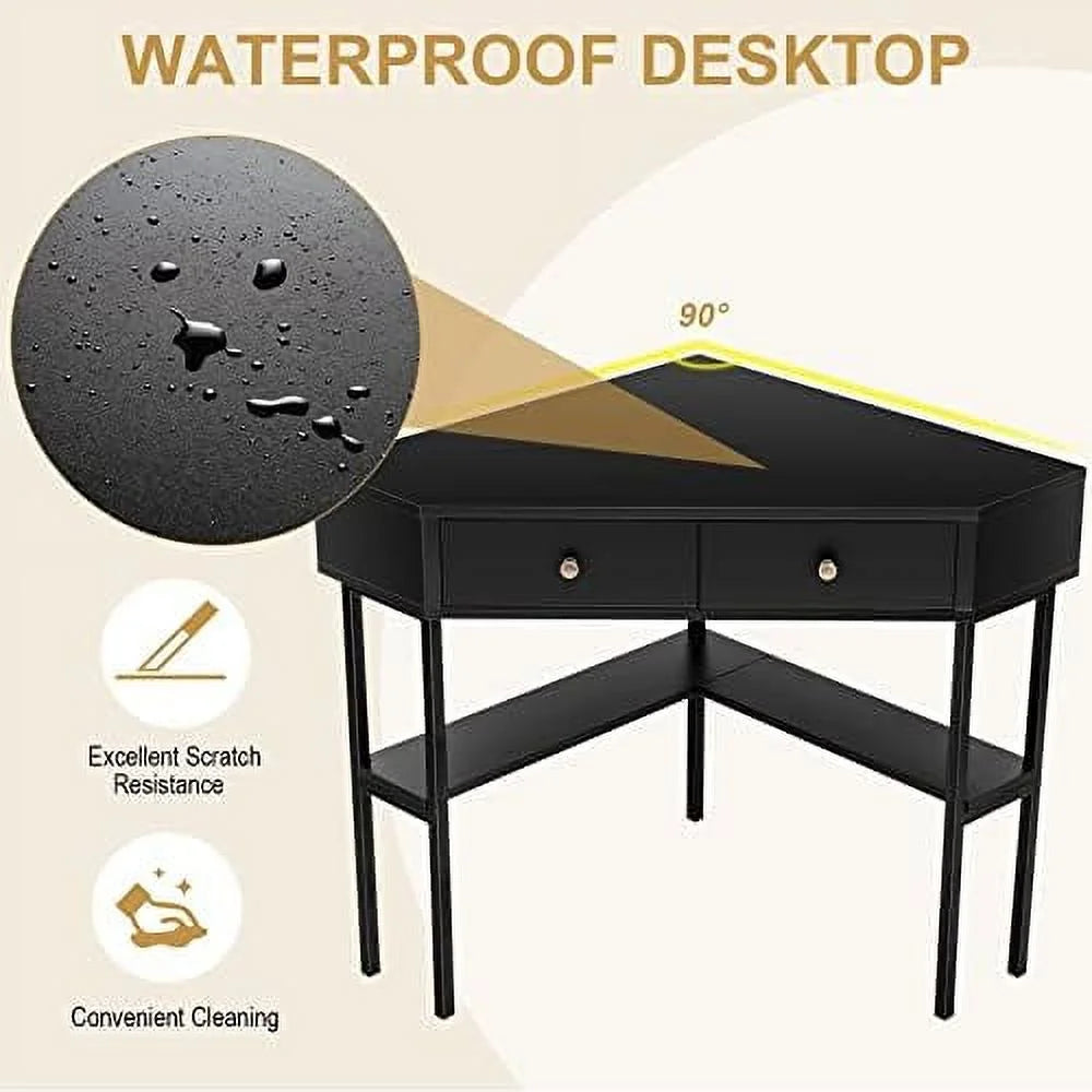 Corner Desk with 2 Drawers and Shelves N16353