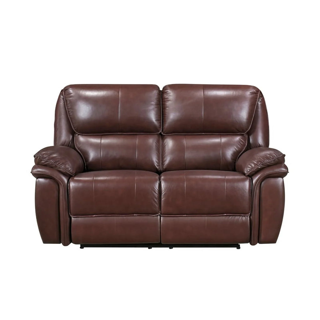 Brown Leather Match Double Reclining Love Seat S948