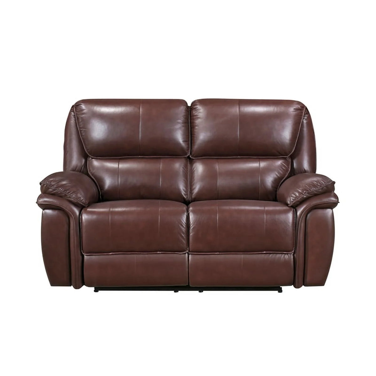 Brown Leather Match Double Reclining Love Seat S948