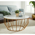 Modern Coffee Table with Real Marble Top and Gold Base D455