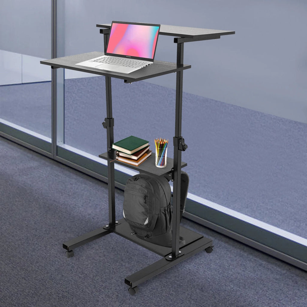 Black Adjustable Mobile Standing Desk L77390