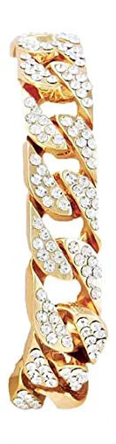 Men's Hip Hop Metal Timepiece with Blood Red Baguettes and Clear Rhinestones E6459