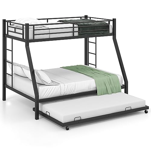 Twin Over Full Metal Bunk Bed with Trundle A172