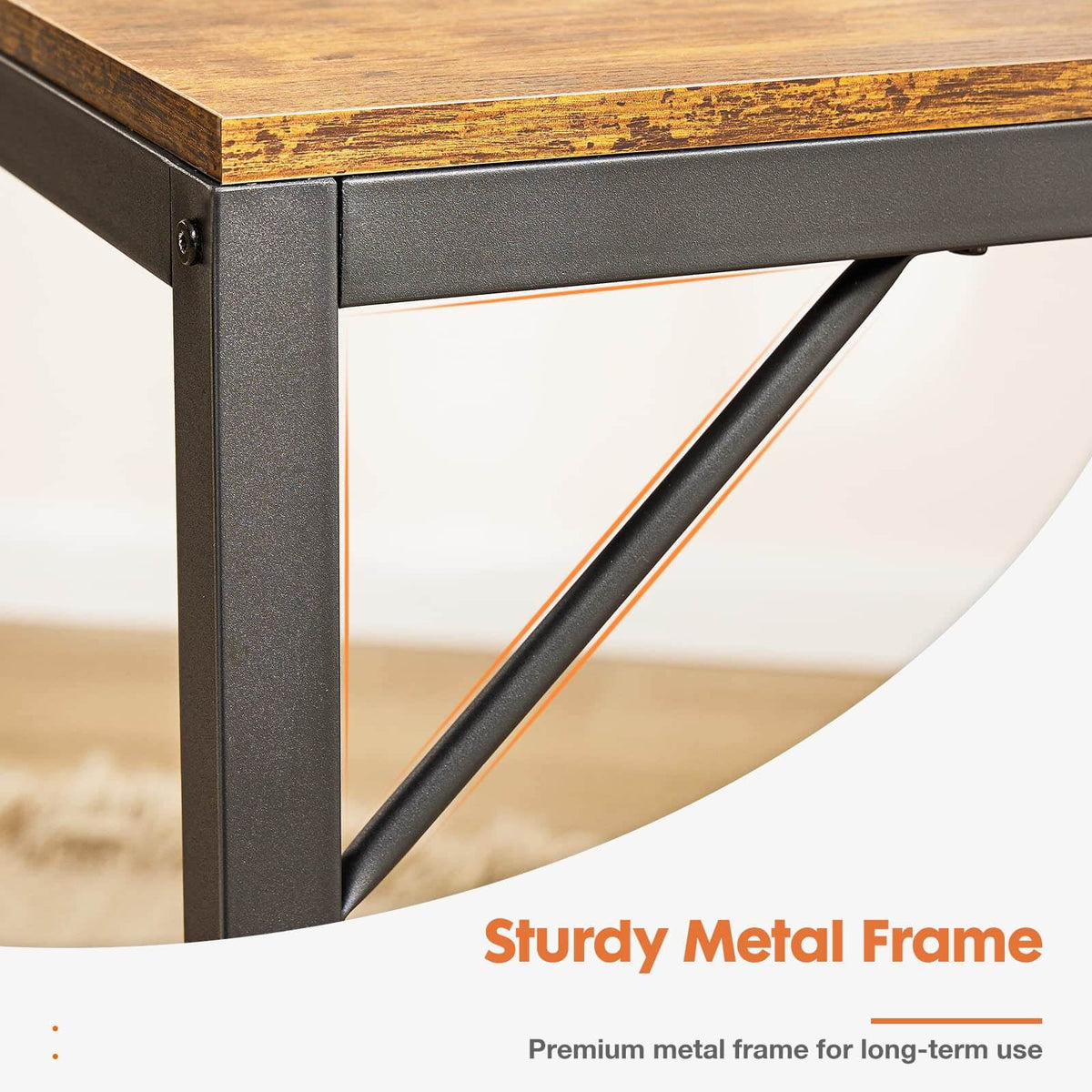 Black Rustic 55In Writing Desk with 2-Tier Drawers O206