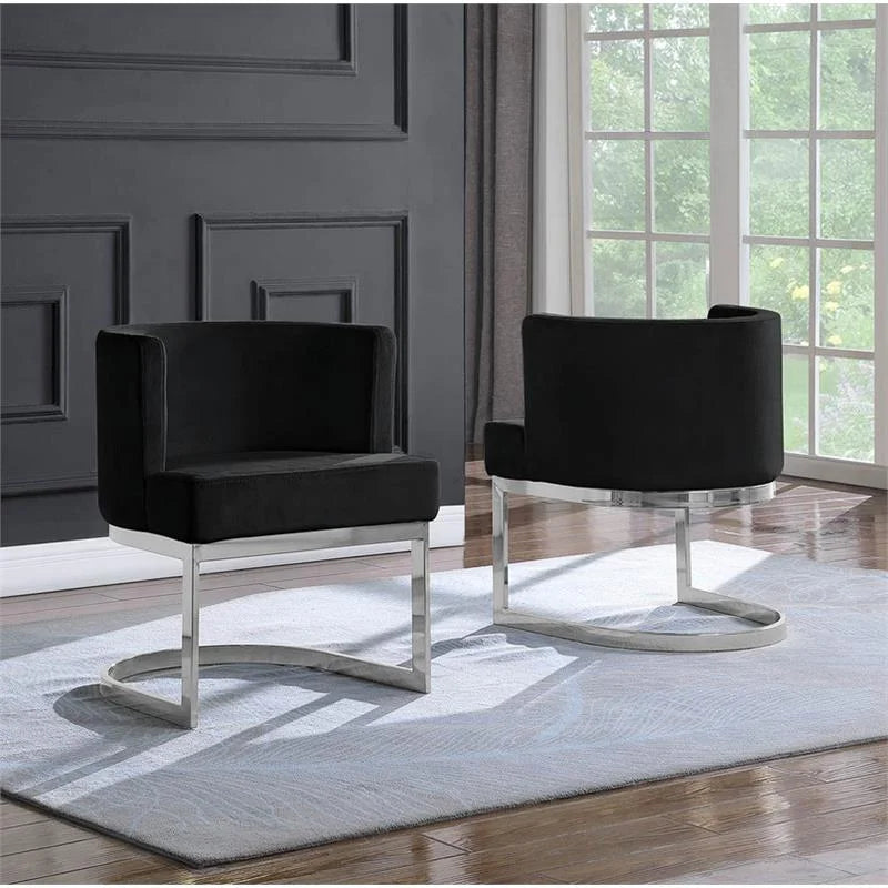 Black Velvet Accent Chair with Chrome Base Y810