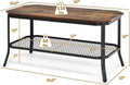 Industrial 2-Tier Coffee Table with Mesh Storage Shelf V654
