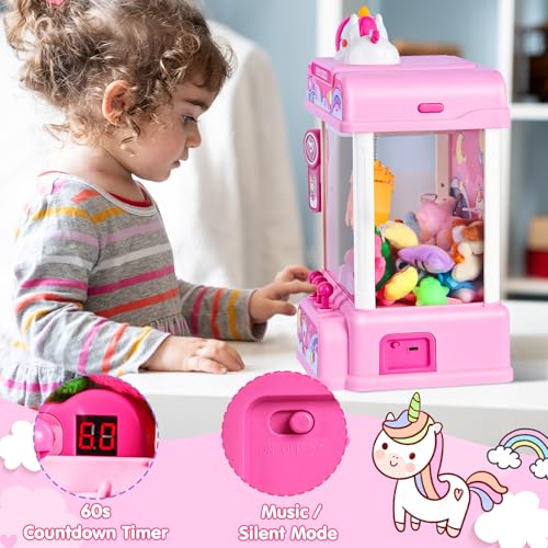Pink Claw Machine with Sound & 20 Mini Toys I696