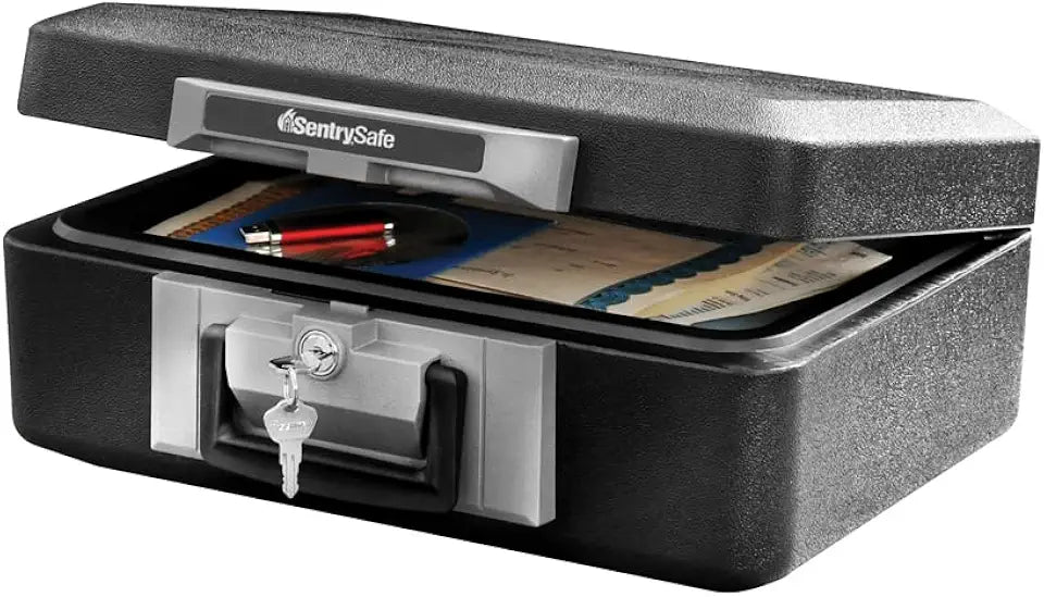 Fireproof Safe Box with Key Lock and Carrying Handle, 0.25 Cubic Feet X391189