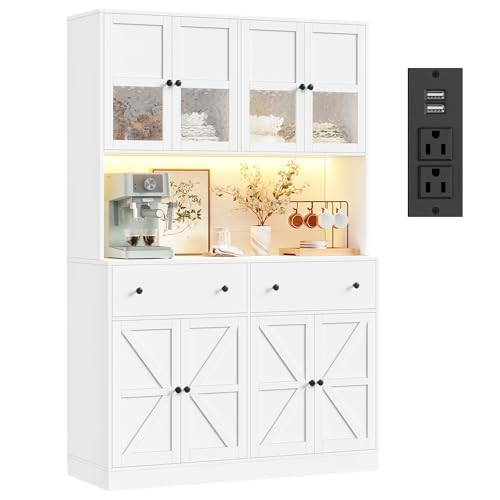 71" Black Kitchen Pantry Cabinet with Charging Station B49423