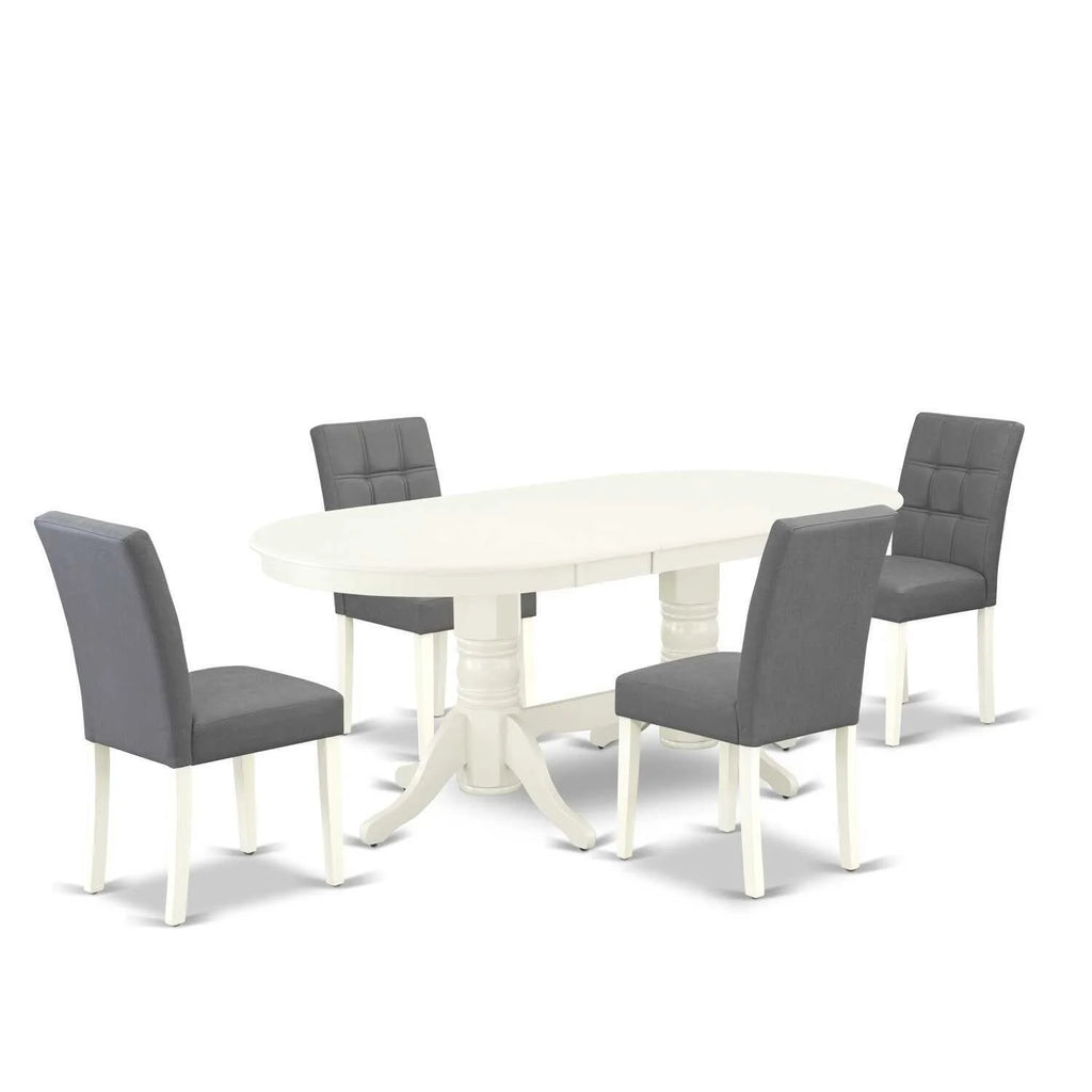 5 Piece Kitchen Table Set with Oval Dining Table and 4 Chairs U279811