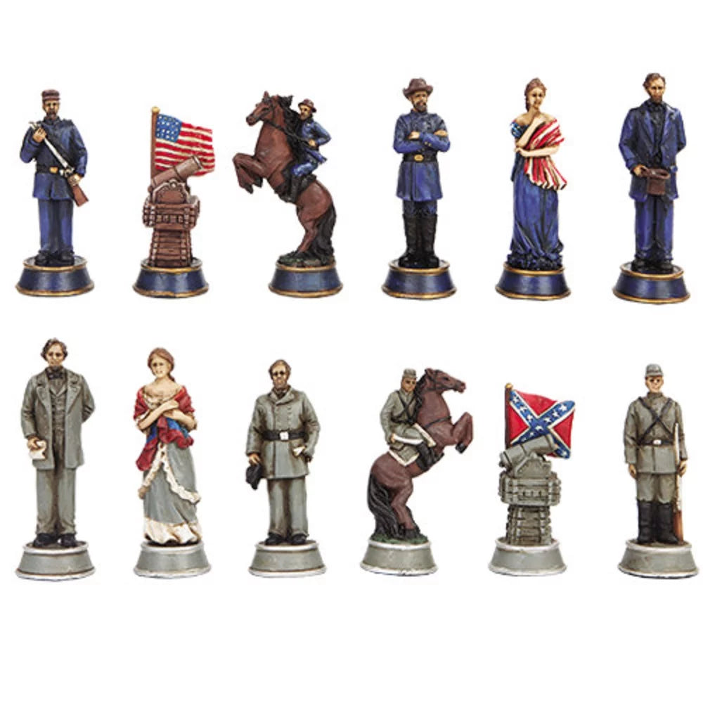 Civil War Themed Chess Set with Glass Board U65070