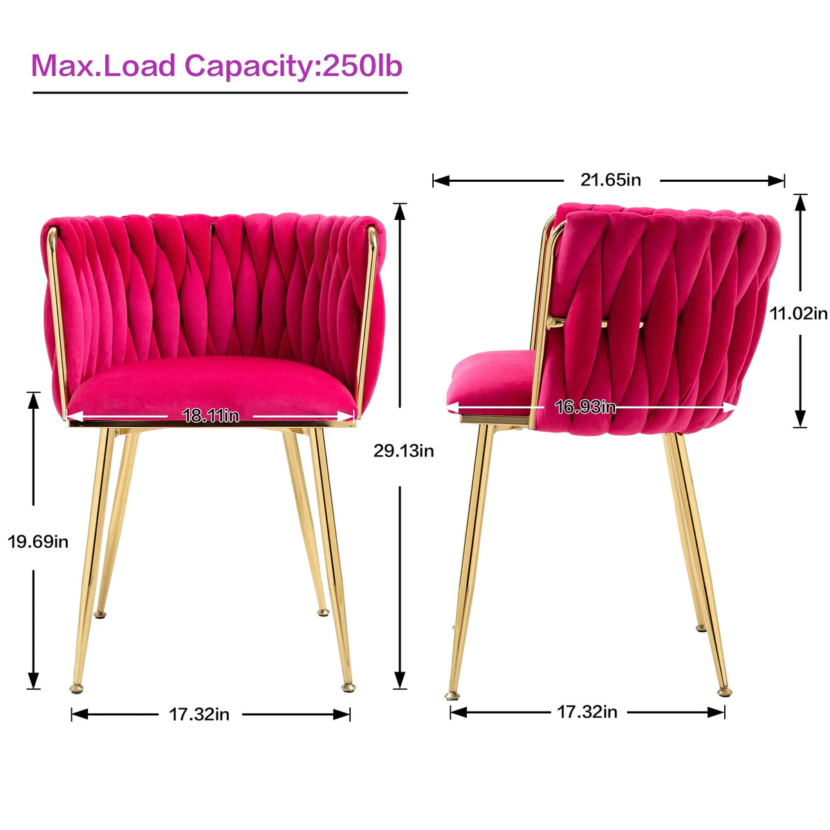 Red Velvet Tufted Dining Chair Set of 2 E1629