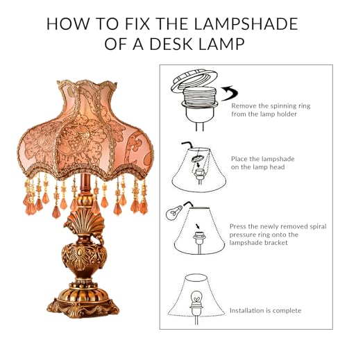 Antique Victorian Floral Table Lamp Fabric Lampshade Resin Base P260970