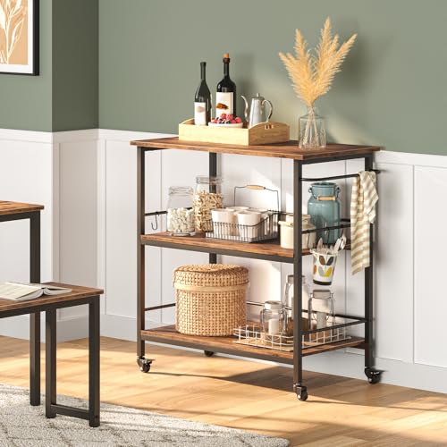 Rustic Brown and Black Kitchen Island with Storage S848554