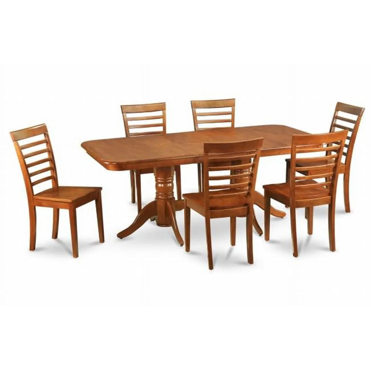 9 Pc Wooden Dining Table with 8 Chairs Saddle Brown K787