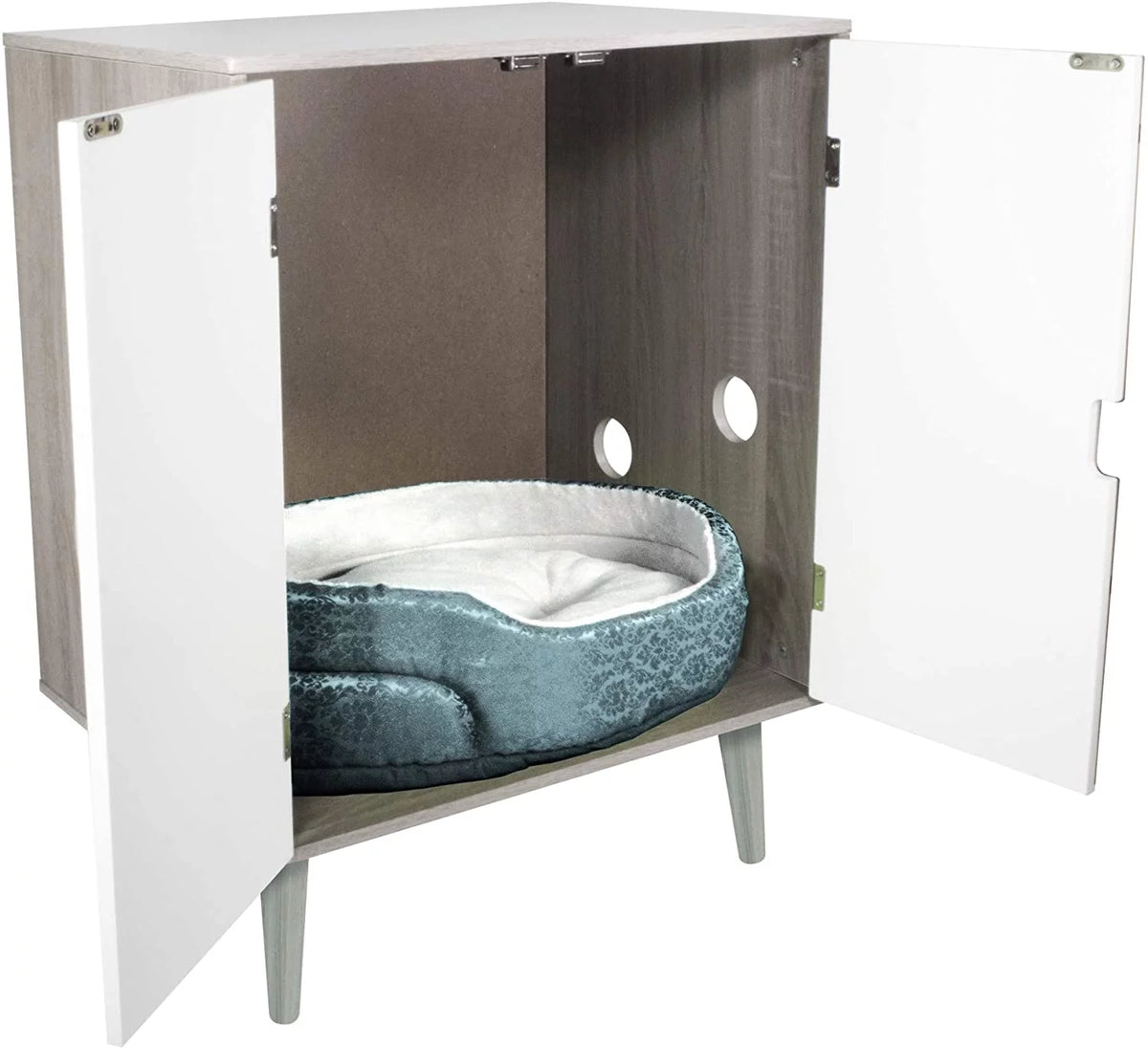 Grey Wood Grain Cat Litter Cabinet P178989