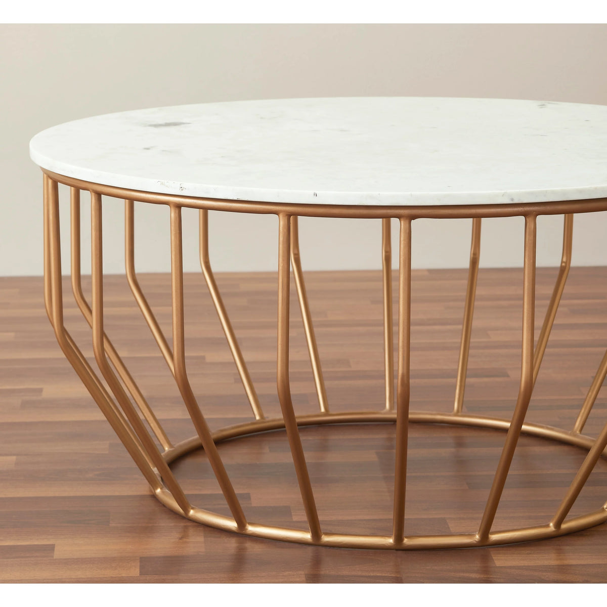 Modern Coffee Table with Real Marble Top and Gold Base D455