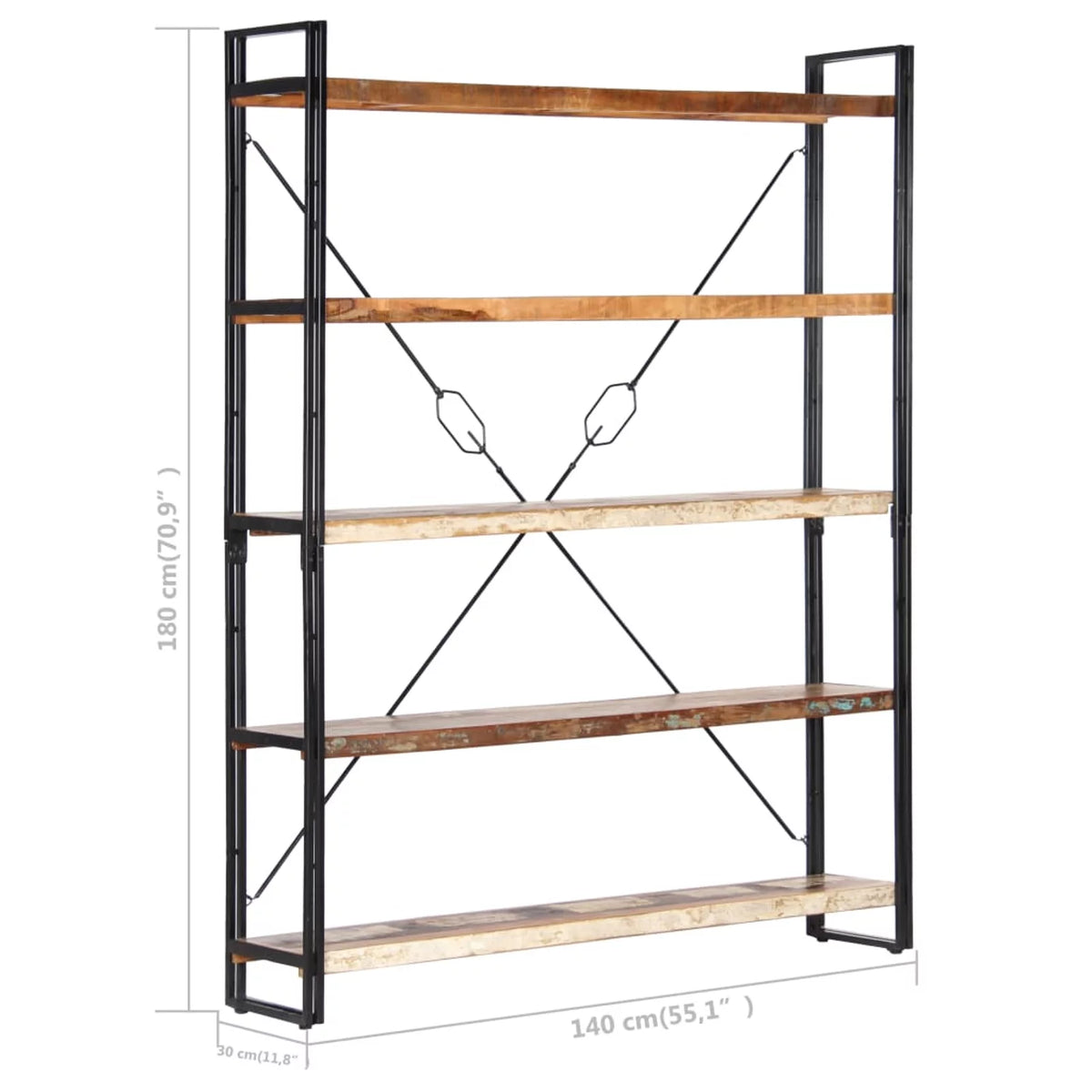 5-Tier Solid Reclaimed Wood Bookcase O91360