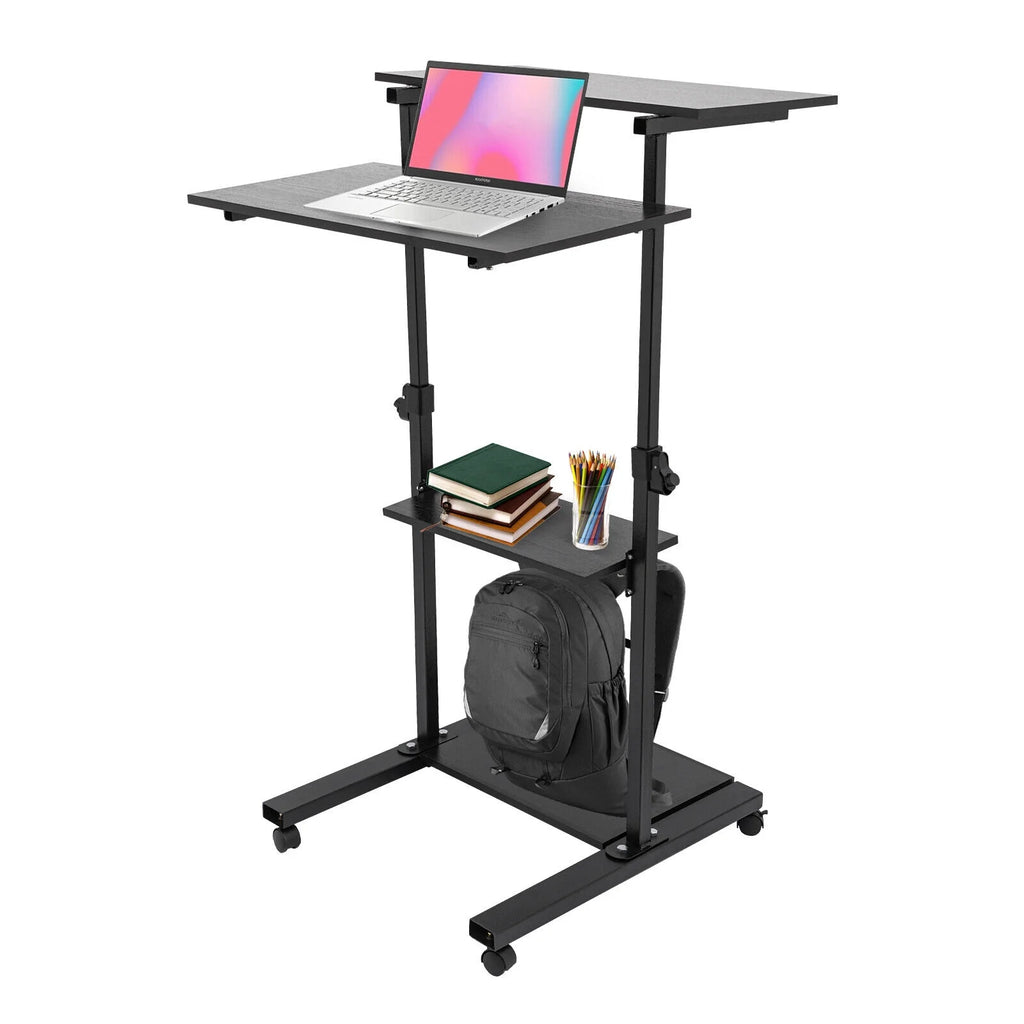 Black Adjustable Mobile Standing Desk L77390