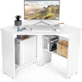 White Corner Computer Desk with 2 Storage Shelves M6315