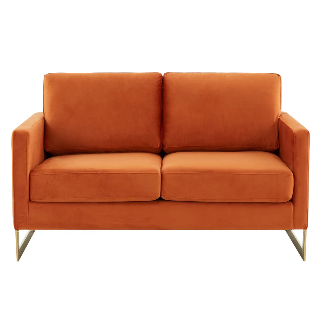 Upholstered Velvet Loveseat with Gold Frame B191126
