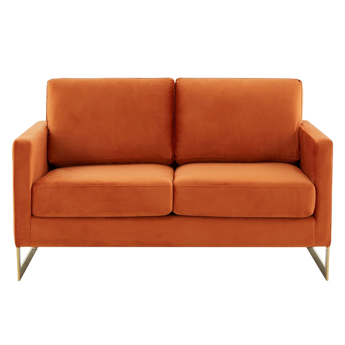 Upholstered Velvet Loveseat with Gold Frame B191126