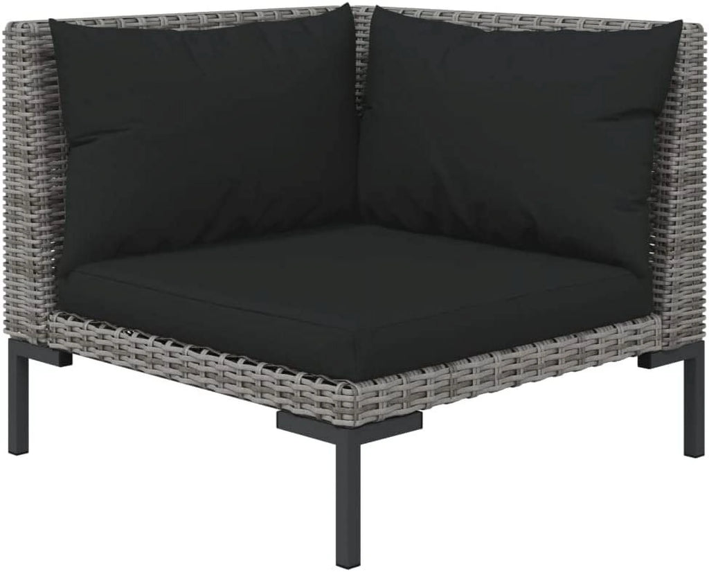 12 Piece Patio Lounge Set with Cushions Poly Rattan Dark Gray L455
