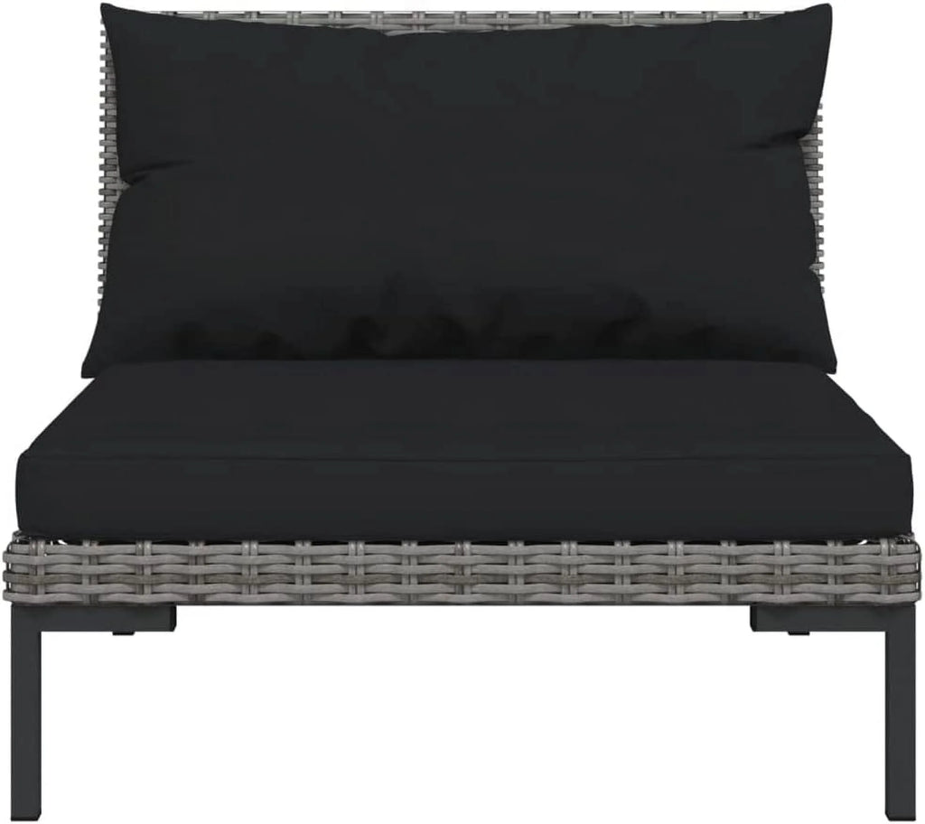12 Piece Patio Lounge Set with Cushions Poly Rattan Dark Gray L455