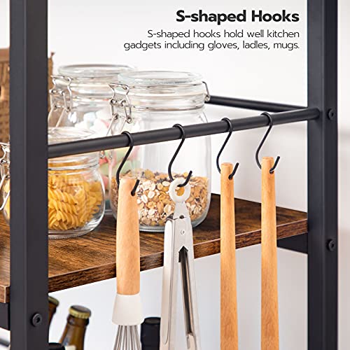 Rustic Brown and Black Kitchen Island with Storage S848554