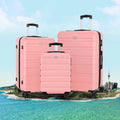3PCS PC+ABS Hardside Lightweight Luggage Set with TSA Lock Pink E689485