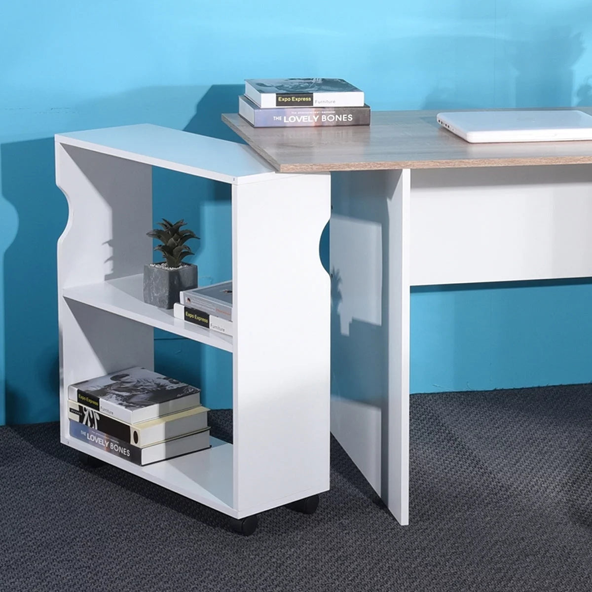 L Shape Computer Desk with Bookcase M263