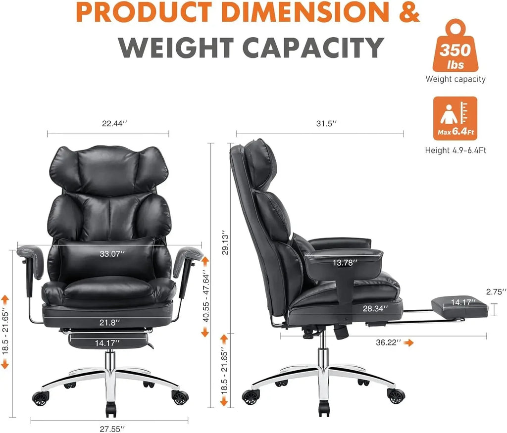 High Back Reclining Desk Chair with Footrest W64377