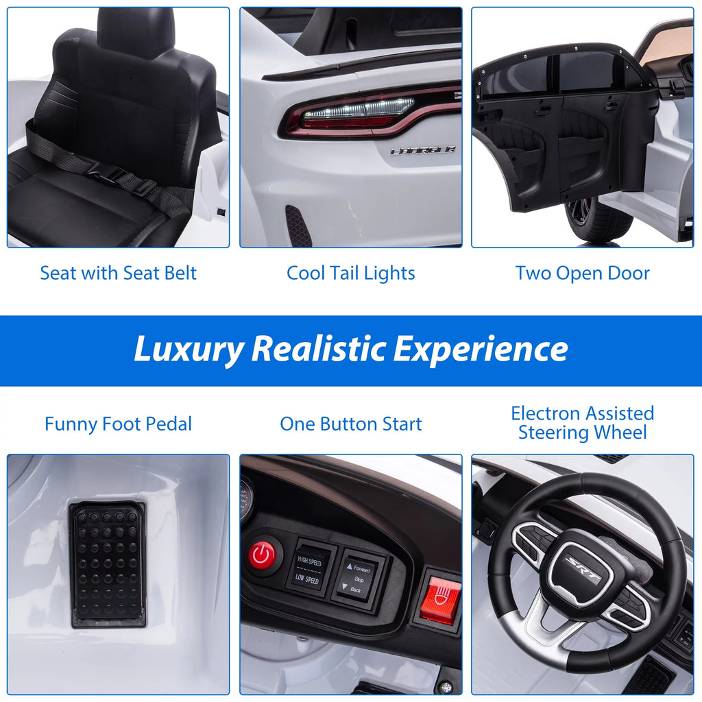12V White Ride on Car with Remote Control J348336