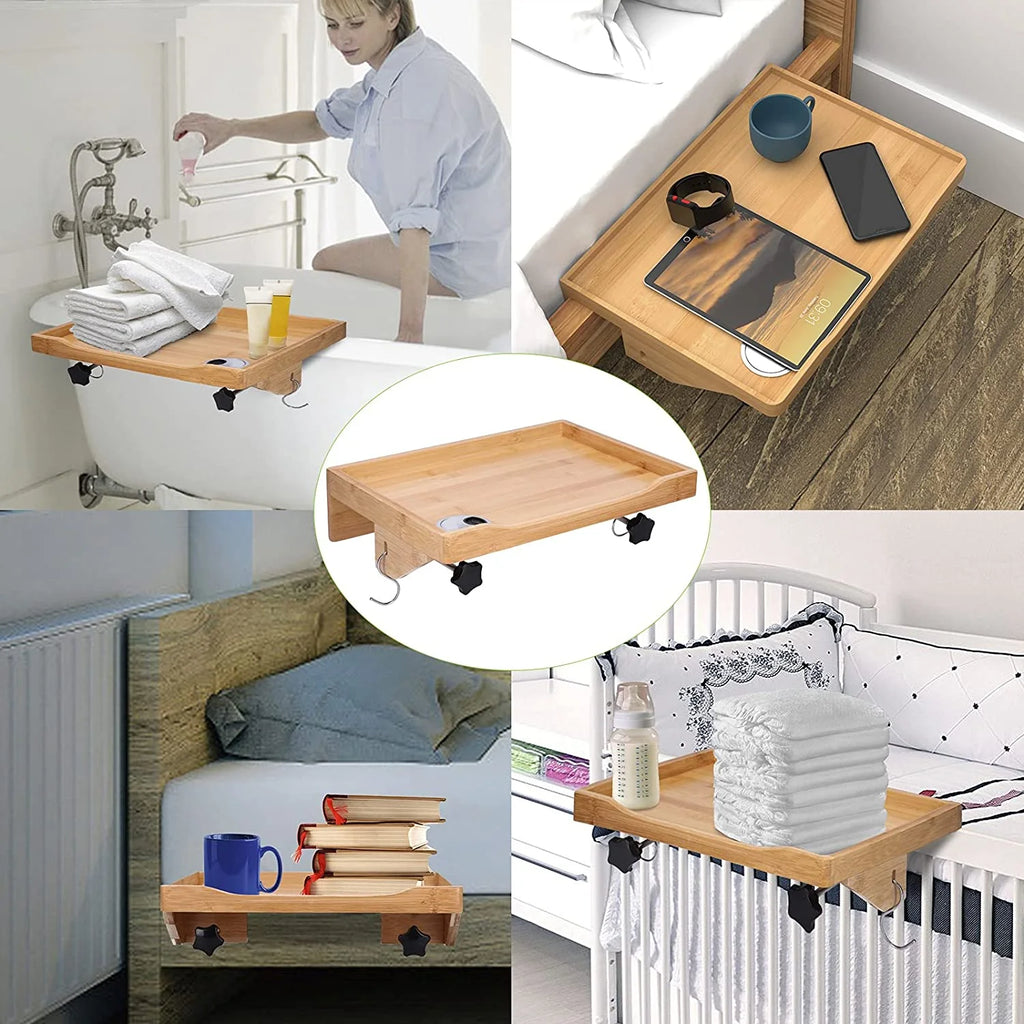 Bamboo Bedside Nightstand with 2pc S Hooks P305