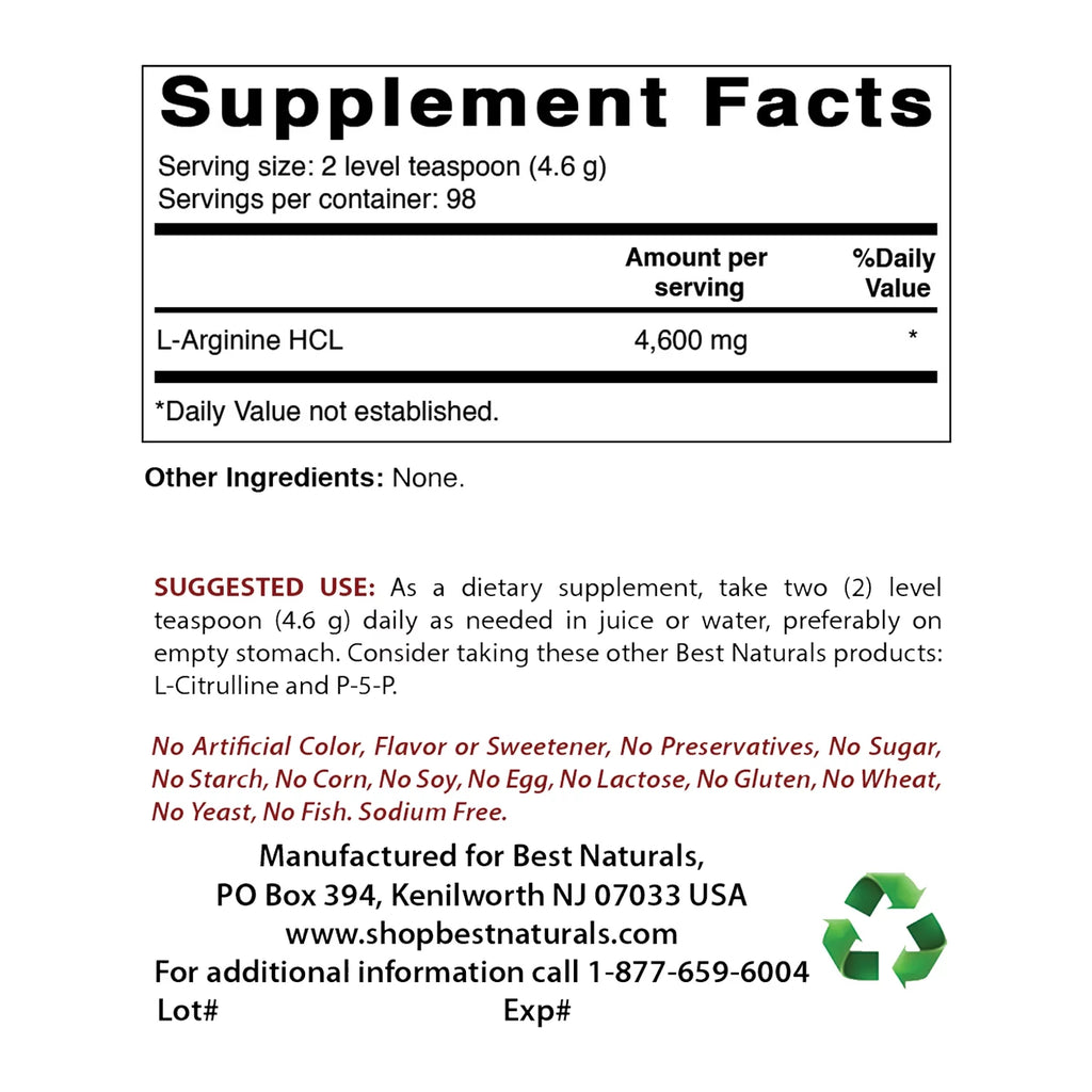 3 Pack 1 LB L-Arginine Powder Z5667