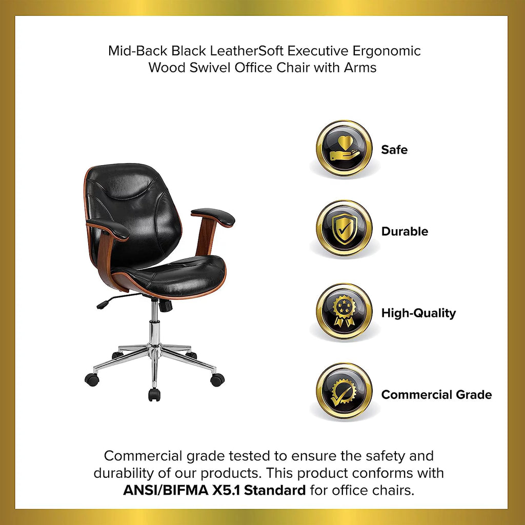 Black Faux Leather Ergonomic Office Chair G262473