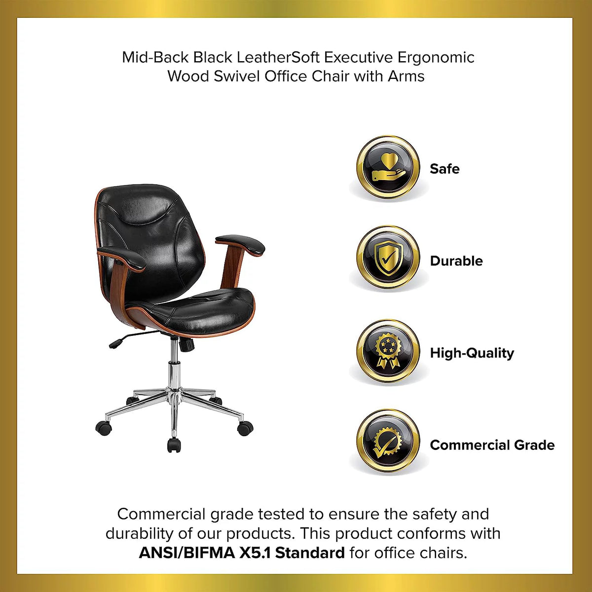 Black Faux Leather Ergonomic Office Chair G262473