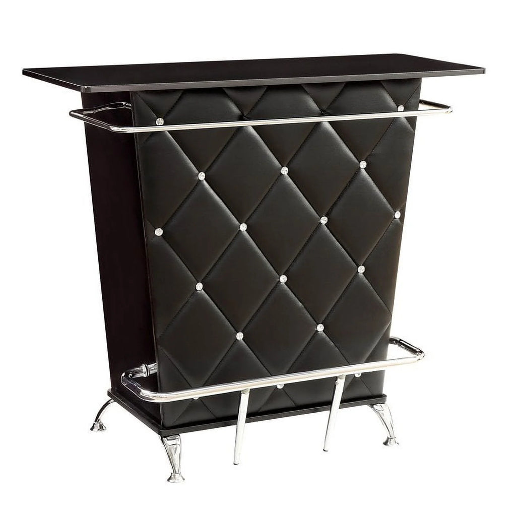 Black Faux Leather Tufted Bar Table T402702