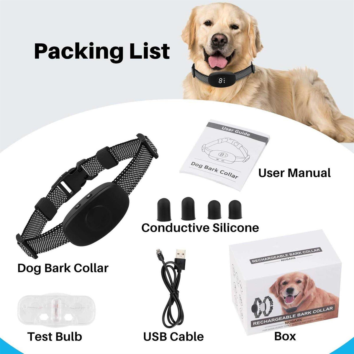 3 Modes Beep Vibration Shock Dog Bark Collar V54220