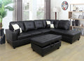 Black Faux Leather Sectional Sofa E375155